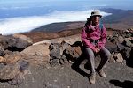 Vi er kommet til et udsigtspunkt i en højde af godt 3500 m. Her er der mange mennesker, da der går en sti til dette udsigtspunkt fra tovbanens endestation.