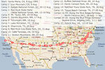 Min næste tur går fra kyst til kyst. Her er min rute og mine campingsteder for turen fra Santa Maria til Washington DC.