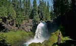 Ca. 1 km længere oppe af McKenzie River findes Sahalie Falls, som er det flotteste af de to.