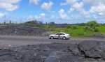 Lava flowet er fra 2014. Det standsede lige før det nåede Pahoa by.
