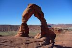 Gunhild under Delicate Arch. Gunhild under Delicate Arch.