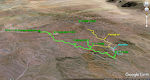 Vi planlægger at gå igennem Borrego Badlands fra Inspiration Point til et punkt under Fonts Point, men det lykkes ikke at krydse over til den 'wash', der kommer ned fra Fonts Point.