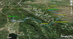 Vi kører fra Whitefish på vestsiden af Glacier NP til Duck Lake på østsiden, en strækning på 210 km. En stor del af vejen kører vi langs grænsen til Glacier NP (den grønne linje).