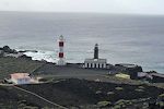 Fyrtårnet Faro de Fuencaliente på sydspidsen af La Palma. Vi havde planlagt at gå derfra, men forkortede turen, fordi det regnede.