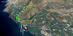 Vandretur fra Mirador del Time til Puerto de Tazacorte og tilbage, 8 km med en højdeforskel på 500 m. Den grønne linje viser vores 'GPS spor', dvs. den rute vi rent faktisk har gået. Vandretur fra Mirador del Time til Puerto de Tazacorte og tilbage, 8 km med en højdeforskel på 500 m. Den grønne linje viser vores 'GPS spor', dvs. den rute vi rent faktisk har gået.