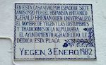 En mindetavle på Brenan's hus (<læs mere i vores blog @ https://vandredagbog.blogspot.com/2011/05/to-vandrestier-i-yegen.html>).