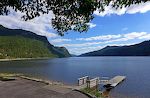 Et kig ned ad Sirdalsvatnet fra Tonstad, hovedstaden i Sirdal Kommune.