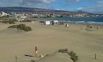 Udsigt langs stranden til Playa Inglés, hvor de fleste af Gran Canarias turister bor.