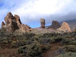 Roque Cinchado i midten er den mest prominente klippe blandt Roques de Garcia.