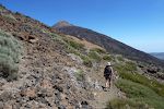 Stien går rundt om Pico Viejos krater og kommer op til kraterranden på den side, der vender mod Teide.