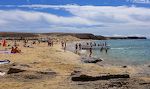 Taxabåden fra Playa Blanca lægger til. Taxabåden fra Playa Blanca lægger til.